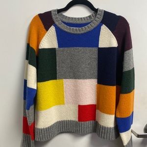 Tory Sport Colored Block Sweater Large Ribbing Cute